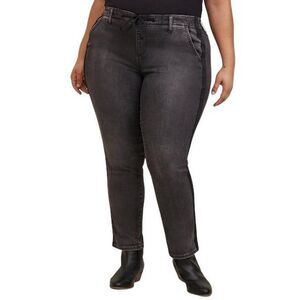 Torrid Plus Sz 4X Jeans Pull On Boyfriend Straight Super Soft Mid Rise Black 533